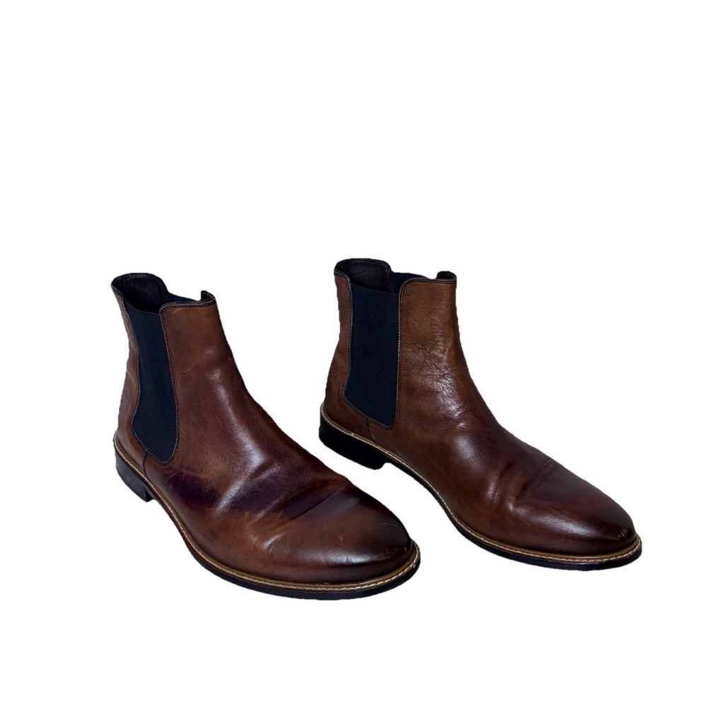 Bacco Bucci Mens Chelsea Ankle Boots Leather Slip On Dress Casual Brown Size 12M